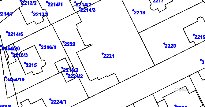 Parcela st. 2221 v KÚ Michle, Katastrální mapa
