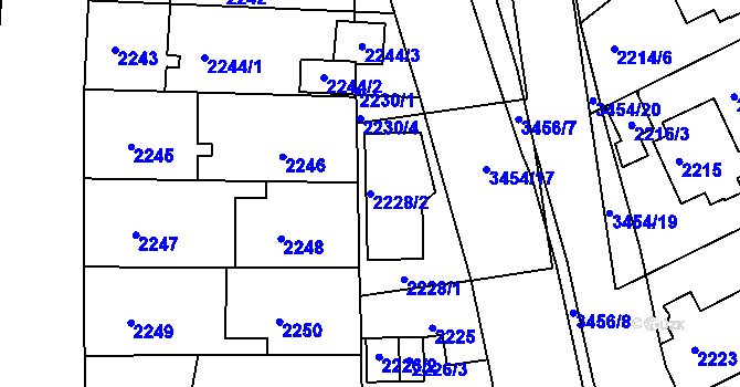 Parcela st. 2228/2 v KÚ Michle, Katastrální mapa