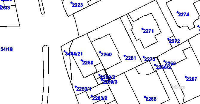 Parcela st. 2260 v KÚ Michle, Katastrální mapa