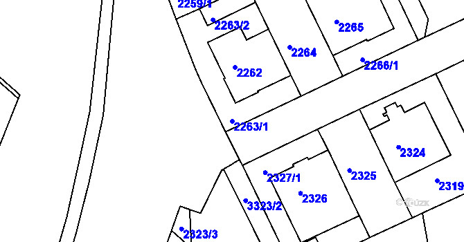 Parcela st. 2263/1 v KÚ Michle, Katastrální mapa