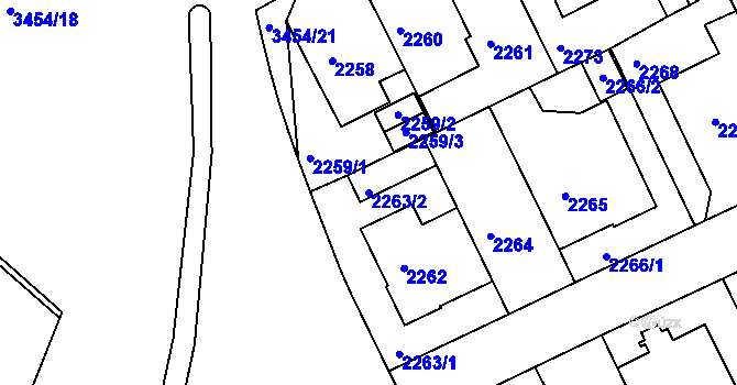 Parcela st. 2263/2 v KÚ Michle, Katastrální mapa
