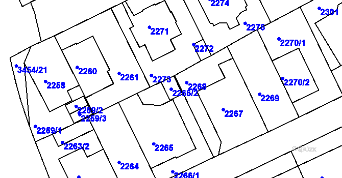 Parcela st. 2266/2 v KÚ Michle, Katastrální mapa