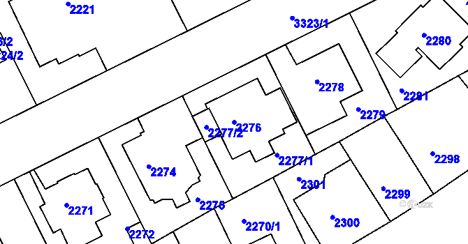 Parcela st. 2276 v KÚ Michle, Katastrální mapa