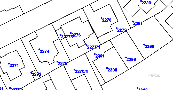 Parcela st. 2277/1 v KÚ Michle, Katastrální mapa