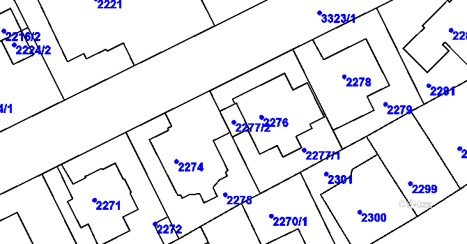 Parcela st. 2277/2 v KÚ Michle, Katastrální mapa