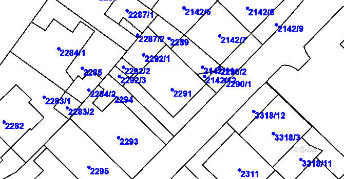 Parcela st. 2291 v KÚ Michle, Katastrální mapa