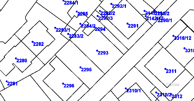 Parcela st. 2293 v KÚ Michle, Katastrální mapa