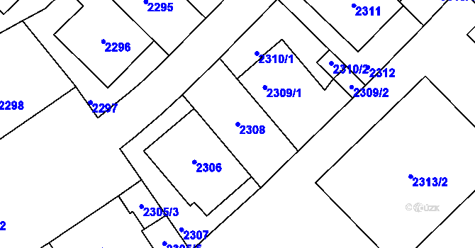 Parcela st. 2308 v KÚ Michle, Katastrální mapa