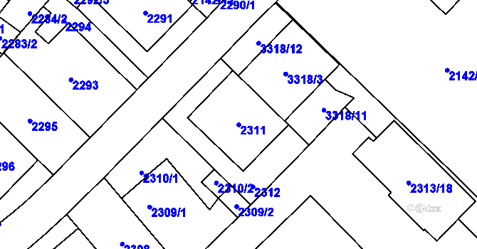 Parcela st. 2311 v KÚ Michle, Katastrální mapa