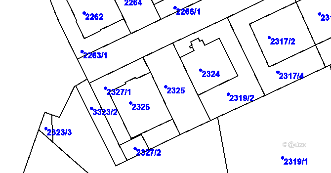 Parcela st. 2325 v KÚ Michle, Katastrální mapa