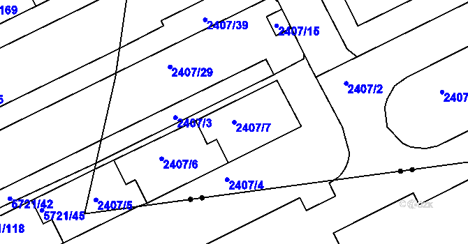 Parcela st. 2407/7 v KÚ Michle, Katastrální mapa
