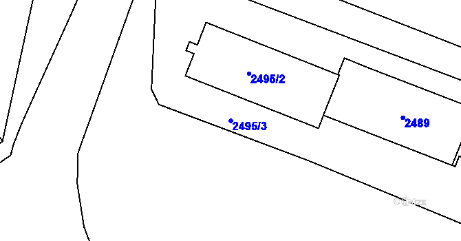 Parcela st. 2495/3 v KÚ Michle, Katastrální mapa