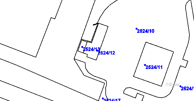 Parcela st. 2524/12 v KÚ Michle, Katastrální mapa