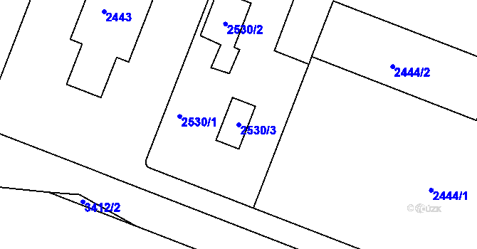 Parcela st. 2530/3 v KÚ Michle, Katastrální mapa