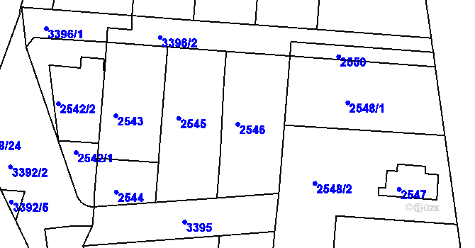 Parcela st. 2546 v KÚ Michle, Katastrální mapa