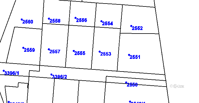 Parcela st. 2553 v KÚ Michle, Katastrální mapa