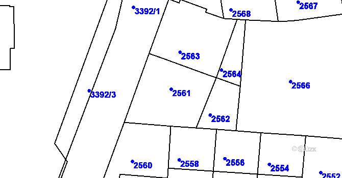 Parcela st. 2561 v KÚ Michle, Katastrální mapa