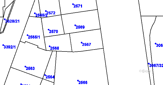 Parcela st. 2567 v KÚ Michle, Katastrální mapa