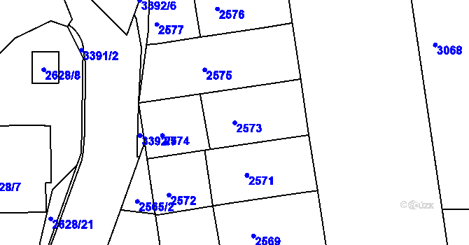 Parcela st. 2573 v KÚ Michle, Katastrální mapa