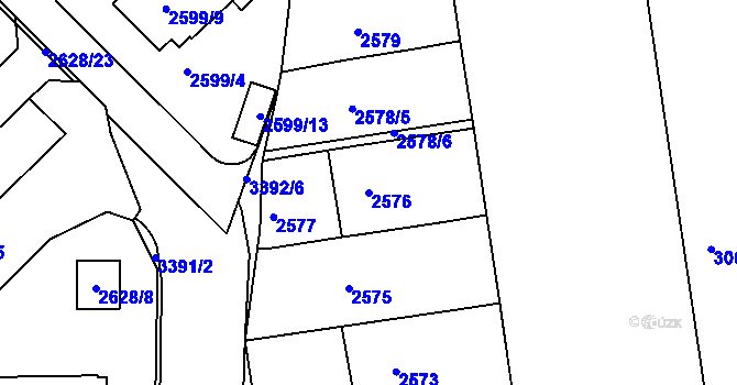 Parcela st. 2576 v KÚ Michle, Katastrální mapa
