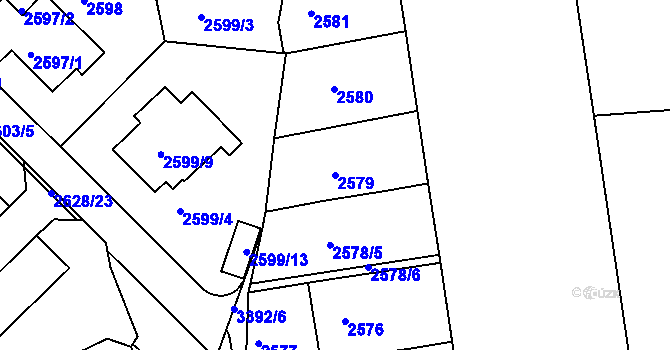 Parcela st. 2579 v KÚ Michle, Katastrální mapa