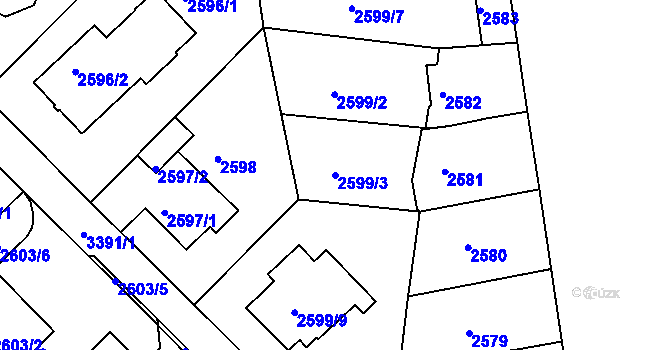 Parcela st. 2599/3 v KÚ Michle, Katastrální mapa