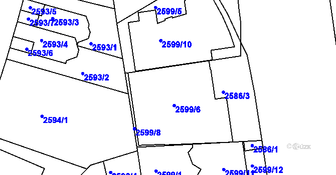 Parcela st. 2599/6 v KÚ Michle, Katastrální mapa