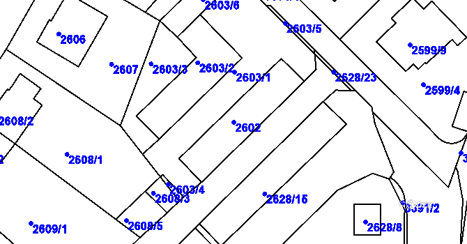 Parcela st. 2602 v KÚ Michle, Katastrální mapa