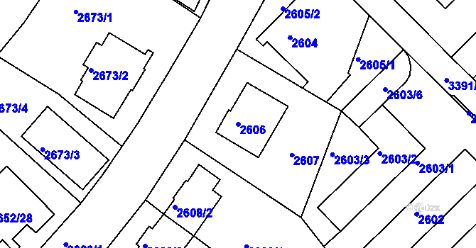 Parcela st. 2606 v KÚ Michle, Katastrální mapa