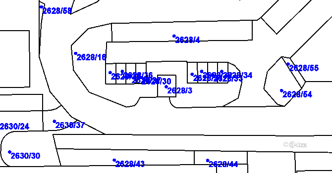 Parcela st. 2628/3 v KÚ Michle, Katastrální mapa