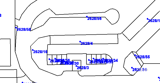 Parcela st. 2628/4 v KÚ Michle, Katastrální mapa