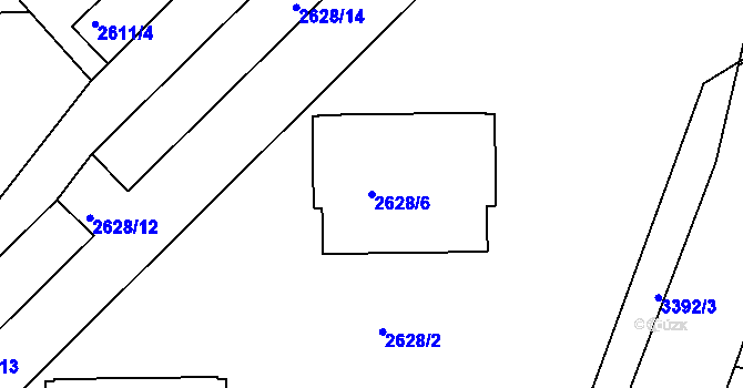 Parcela st. 2628/6 v KÚ Michle, Katastrální mapa