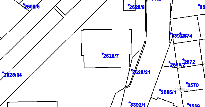 Parcela st. 2628/7 v KÚ Michle, Katastrální mapa