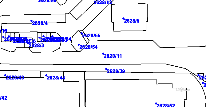 Parcela st. 2628/11 v KÚ Michle, Katastrální mapa