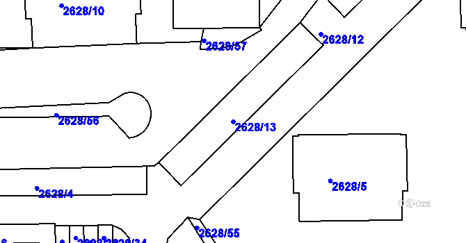 Parcela st. 2628/13 v KÚ Michle, Katastrální mapa