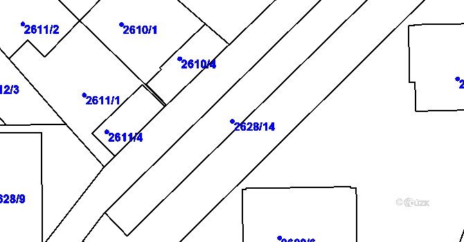 Parcela st. 2628/14 v KÚ Michle, Katastrální mapa