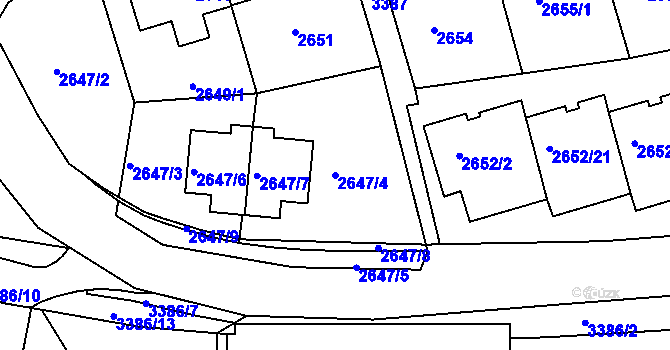 Parcela st. 2647/4 v KÚ Michle, Katastrální mapa