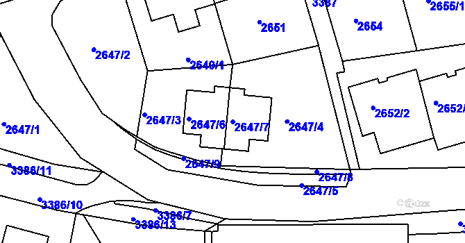 Parcela st. 2647/7 v KÚ Michle, Katastrální mapa