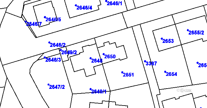 Parcela st. 2650 v KÚ Michle, Katastrální mapa