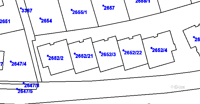 Parcela st. 2652/3 v KÚ Michle, Katastrální mapa