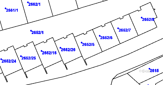 Parcela st. 2652/5 v KÚ Michle, Katastrální mapa