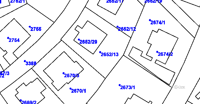 Parcela st. 2652/13 v KÚ Michle, Katastrální mapa