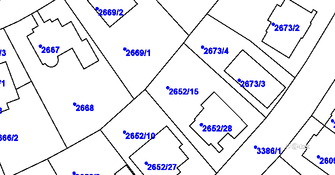 Parcela st. 2652/15 v KÚ Michle, Katastrální mapa
