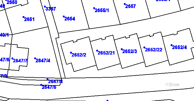 Parcela st. 2652/21 v KÚ Michle, Katastrální mapa