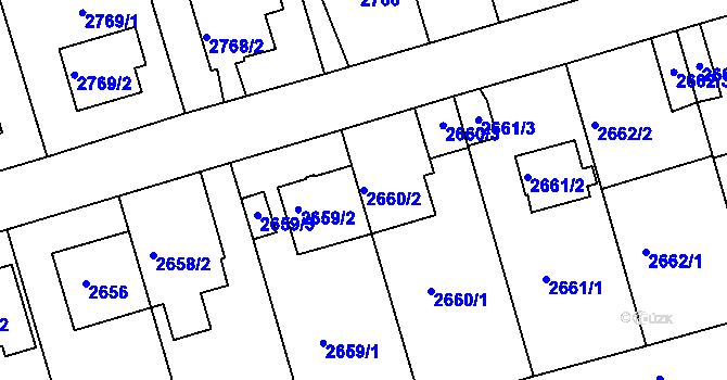 Parcela st. 2660/2 v KÚ Michle, Katastrální mapa