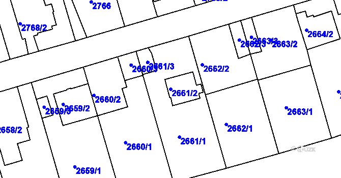 Parcela st. 2661/2 v KÚ Michle, Katastrální mapa