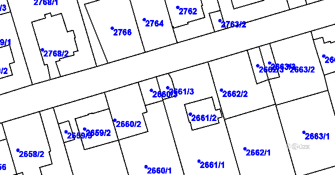 Parcela st. 2661/3 v KÚ Michle, Katastrální mapa