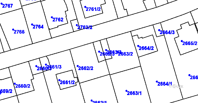 Parcela st. 2662/3 v KÚ Michle, Katastrální mapa