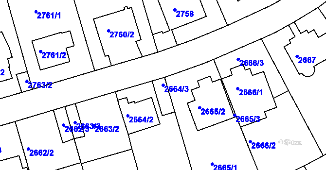 Parcela st. 2664/3 v KÚ Michle, Katastrální mapa