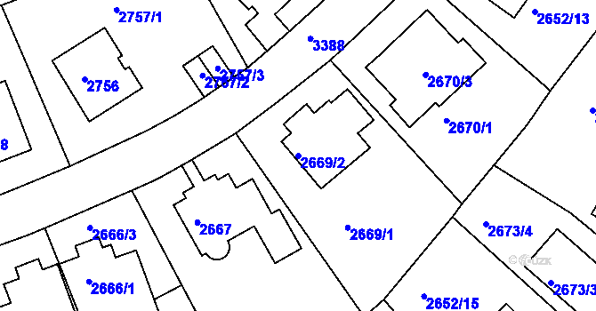 Parcela st. 2669/2 v KÚ Michle, Katastrální mapa
